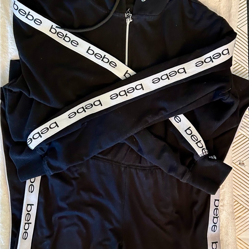 🔥 Black • BEBE • Zip- Up Hooded • Track Suit & Leggings • 🔥